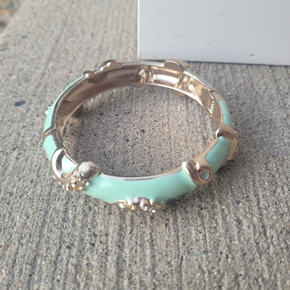 Nordstrom Mint & Gold Enamel Bangle Bracelet